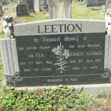 LEETION Ah Fen -1962 :: LEETION Ernest George -1915