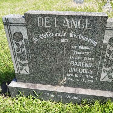 LANGE Barend Jacobus, de 1878-1951