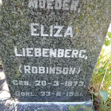 LIEBENBERG Eliza nee ROBINSON 1873-1951