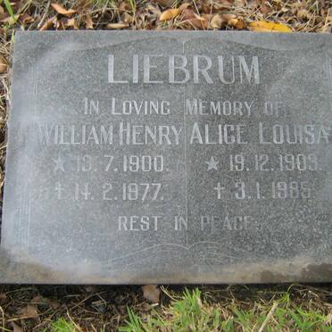 LIEBRUM William Henry 1900-1977 &amp; Alice Louisa 1909-1985