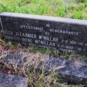 MCMILLAN Cecil Alexander 1891-1981 & Dorothy Irene 1898-1983