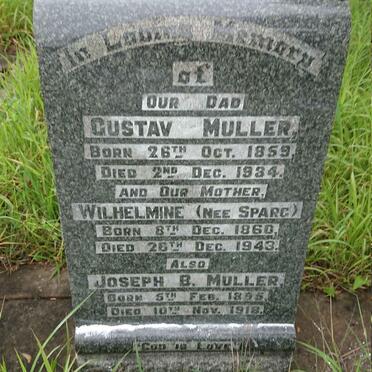 MULLER Gustav 1859-1934 &amp; Wilhelmine SPARG 1860-1943 :: MULLER Joseph B. 1895-1918