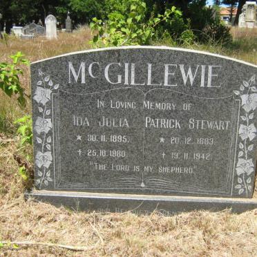 McGILLEWIE Patrick Stewart 1883-1942 &amp; Ida Julia 1895-1980