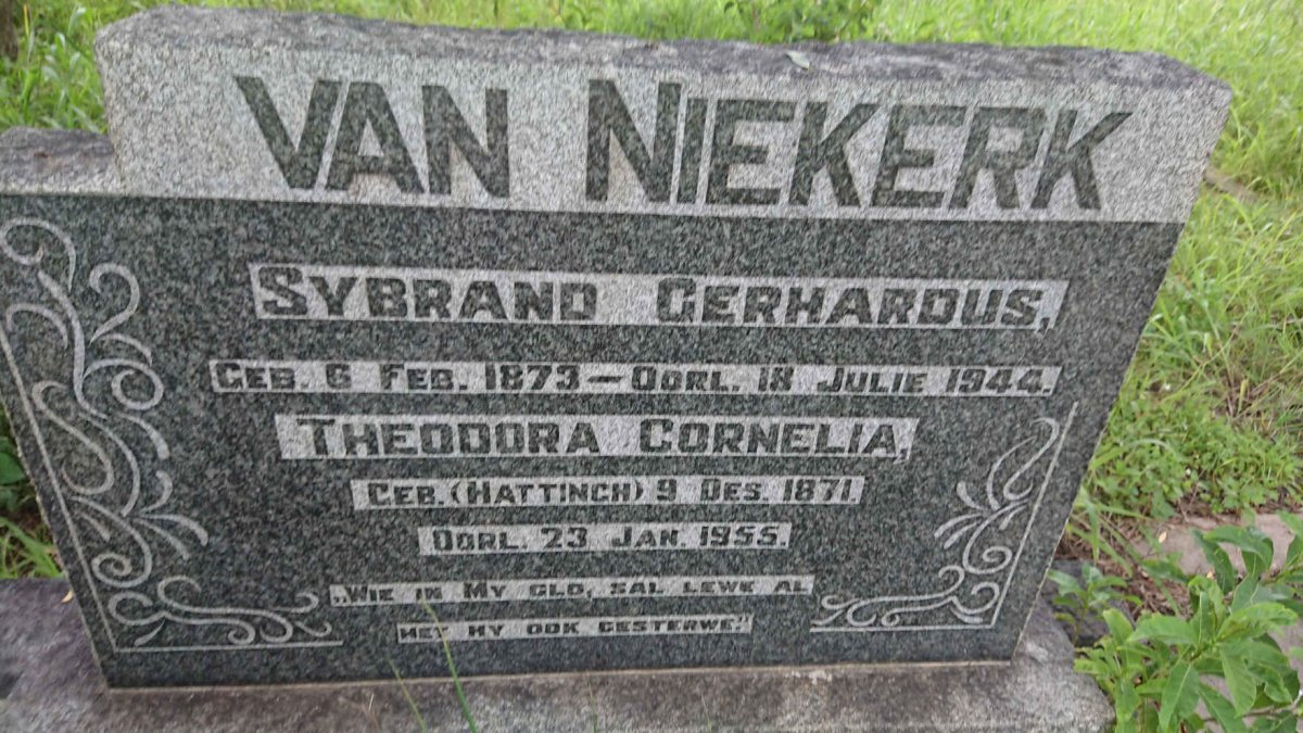 NIEKERK Sybrand Gerhardus, van 1873-1944 &amp; Theodora Cornelia HATTINGH 1871-1955