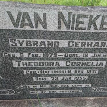 NIEKERK Sybrand Gerhardus, van 1873-1944 &amp; Theodora Cornelia HATTINGH 1871-1955