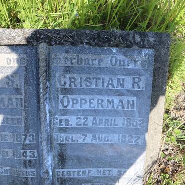 OPPERMAN Christian R. 1852-1922 &amp; Maria S. DE BEER 1873-1943