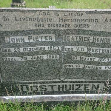 OOSTHUIZEN John Pieter 1863-1955 &amp; Beatrice Hendrina V.D. WESTHUIZEN 1863-1942
