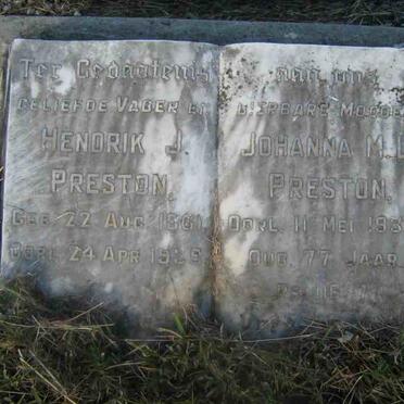PRESTON Hendrik J. 1861-1939 &amp; Johanna M.L. -1938