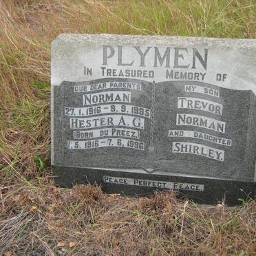 PLYMEN Norman 1916-1995 &amp; Hester A.G. DU PREEZ 1916-1996 :: PLYMEN Trevor Norman :: PLYMEN Shirley