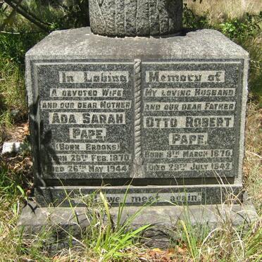 PAPE Otto Robert 1870-1942 &amp; Ada Sarah BROOKS 1870-1944