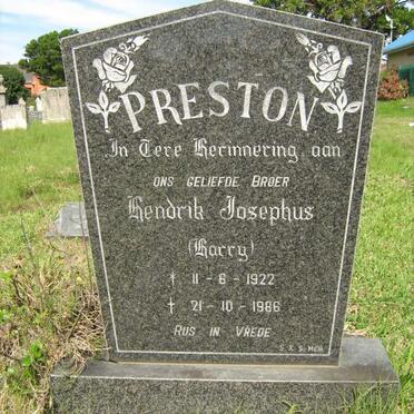 PRESTON Hendrik Josephus 1922-1986