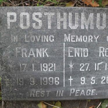 POSTHUMUS Frank 1921-1996 &amp; Enid Rose 1928-2002