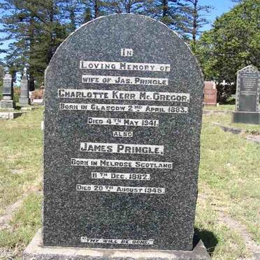 PRINGLE James 1882-1945 &amp; Charlotte Kerr McGregor 1883-1941