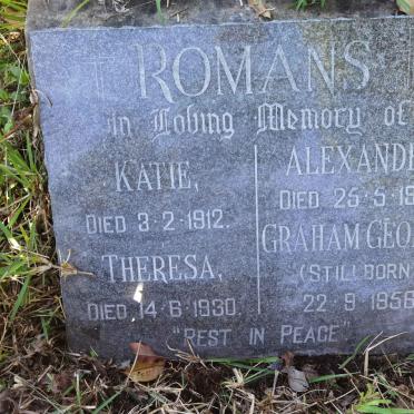 ROMANS Katie -1912 :: ROMANS Theresa -1930 :: ROMANS Alexander -1934 :: ROMANS Graham George 1956-1956