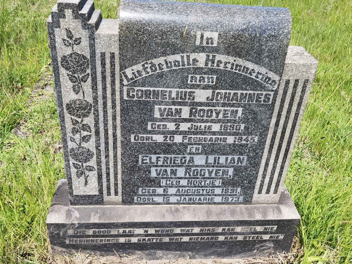 ROOYEN Cornelius Johannes, van 1890-1945 &amp; Elfrieda Lilian NORTJE 1891-1973