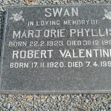 SWAN Robert Valentine 1920-1997 &amp; Marjorie Phyllis 1923-1987