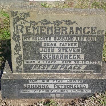 SCHARNECK John Steven 1872-1939 &amp; Johanna Petronella 1882-1955