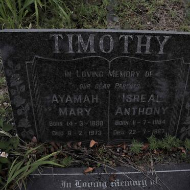 TIMOTHY Isreal Anthony 1884-1967 &amp; Ayamah Mary 1898-1973