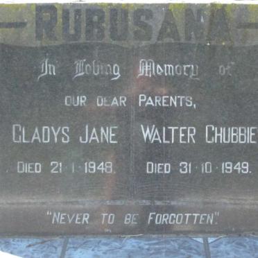RUBUSANA Walter Chubbie  -1949 &amp; Gladys Jane  -1948