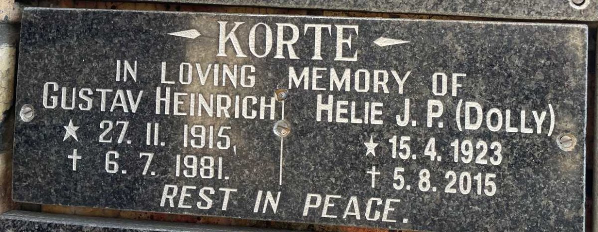 KORTE Gustav Heinrich 1915-1981 & Helie J.P. 1923-2015