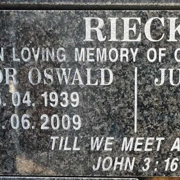 RIECK Trevor Oswald 1939-2009 &amp; June Elizabeth 1941-2004
