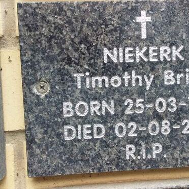 NIEKERK Timothy Brian 1974-2022