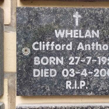 WHELAN Clifford Anthony 1923-2006