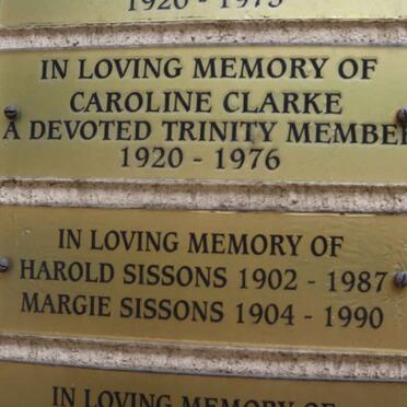 CLARKE Caroline 1920-1976 :: SISSONS Harold 1902-1987 & Margie 1904-1990
