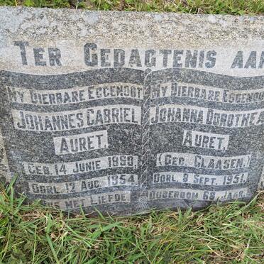 AURET Johannes Gabriel 18?0-1954 &amp; Johanna Dorothea CLAASEN -1951