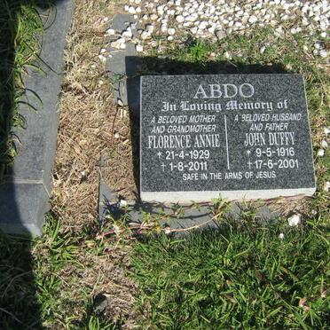 ABDO John Duffy 1916-2001 &amp; Florence Annie 1929-2011