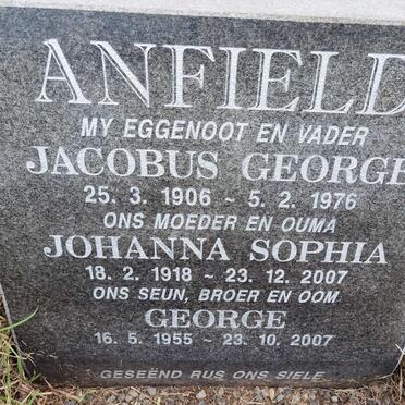 ANFIELD Jacobus George 1906-1976 &amp; Johanna Sophia 1918-2007 ::  ANFIELD George 1955-2007