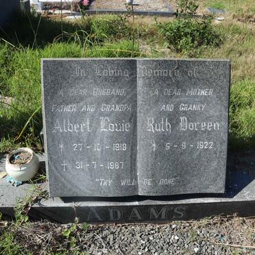 ADAMS Albert Louie 1918-1987 &amp; Ruth Doreen 1922-