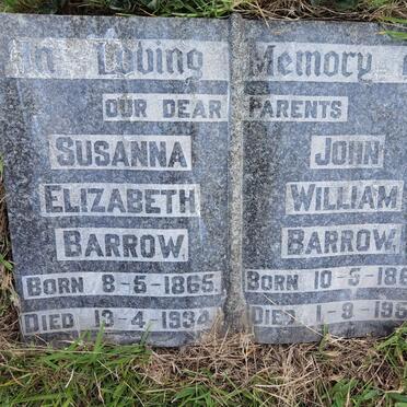BARROW John William 1864-1950 &amp; Susanna Elizabeth 1865-1934