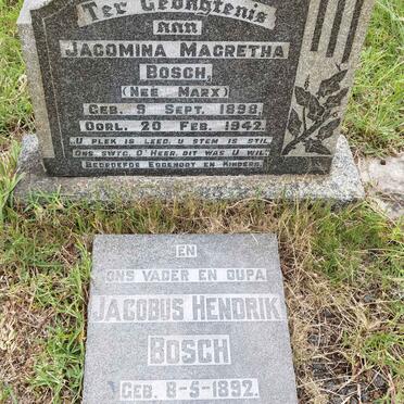 BOSCH Jacobus Hendrik 1892-1948 & Jacomina Magretha nee MARX 1898-1942