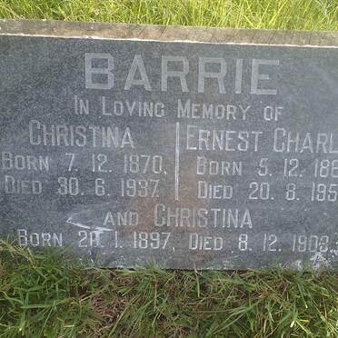 BARRIE Ernest Charles 1886-1955 &amp; Christina 1870-1937 :: BARRIE Christina 1897-1903