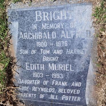 BRIGHT Archibald Alfred 1900-1975 &amp; Edith Muriel REYNOLDS 1903-1993