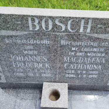 BOSCH Johannes Frederick 1884-1980 &amp; Magdalena Catharina 1899-1976