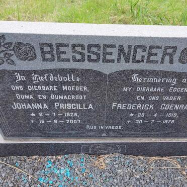 BESSENGER Frederick Coenraad 1919-1978 &amp; Johanna Priscilla 1925-2007