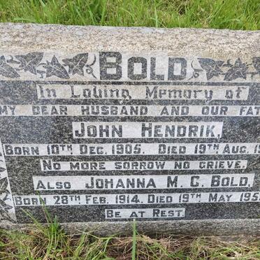 BOLD John Hendrik 1905-1956 &amp; Johanna M.C. 1914-1959