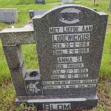 BLOM Lodewickus 1916-1959 & Anna S. KRUGER 1925-1962