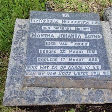BOTHA Martha Johanna nee VAN TONDER 1881-1959