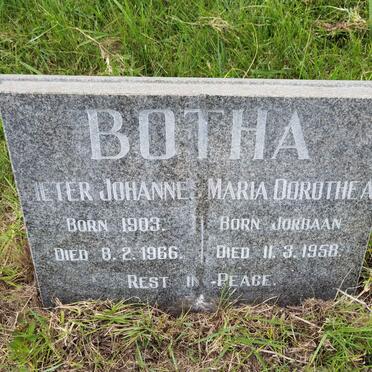 BOTHA Pieter Johannes 1903-1966 &amp; Maria Dorothea JORDAAN -1958