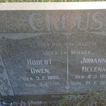 CROUS Robert Owen 1895-1981 &amp; Johanna Helena 1896-1942