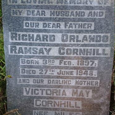 CORNHILL Richard Orlando Ramsay 1897-1948 &amp; Victoria May MILES 1897-1961