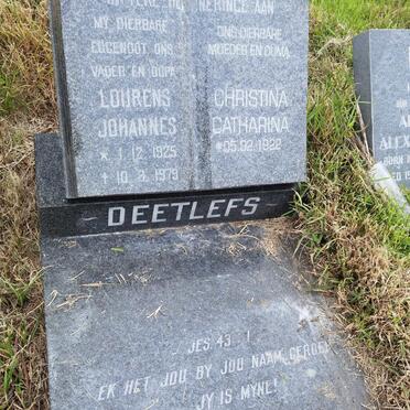 DEETLEFS Lourens Johannes 1925-1979 &amp; Christina Catharina 1922-