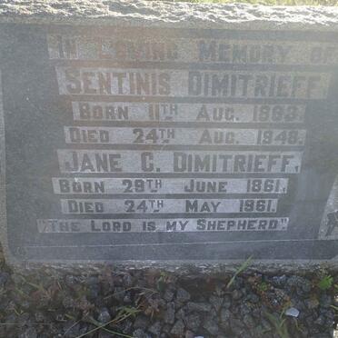 DIMITRIEFF Sentinis 1888-1948 &amp; Jane C. 1861-1961