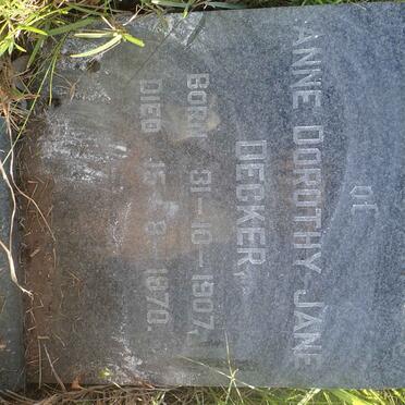 DECKER Anne Dorothy Jane 1907-1970