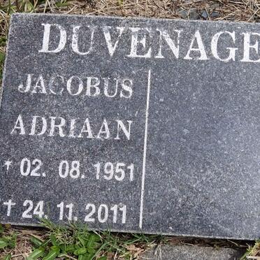 DUVENAGE Jacobus Adriaan 1951-2011