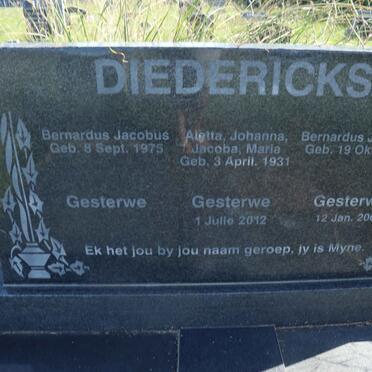 DIEDERICKS Bernardus Jacobus 1927-2004 &amp; Aletta Johanna Jacoba Maria 1931-2012 :: DIEDERICKS Bernardus Jacobus 1975-