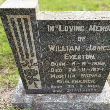 EVERTON William James 1889-1924 :: SCHLENKRICH Martha Sophia 1868-1925